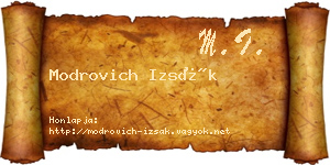 Modrovich Izsák névjegykártya